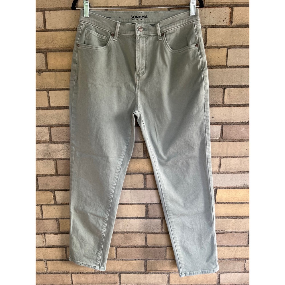Sonoma Sage Green Boyfriend Jeans Size 8 High Rise Ankle Length